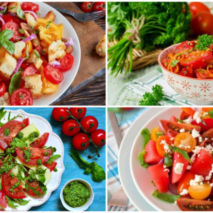Tomātu salāti bez majonēzes un treknām mērcēm: 17 figūrai draudzīgas receptes