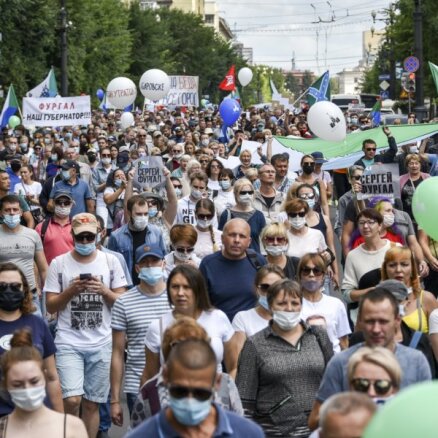 Habarovskā piekto nedēļas nogali pēc kārtas notiek protesti