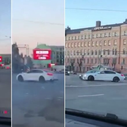Video: Rīgā BMW no krustojuma uzsāk spolēdams, saslīd un ietriecas pretimbraucošajā