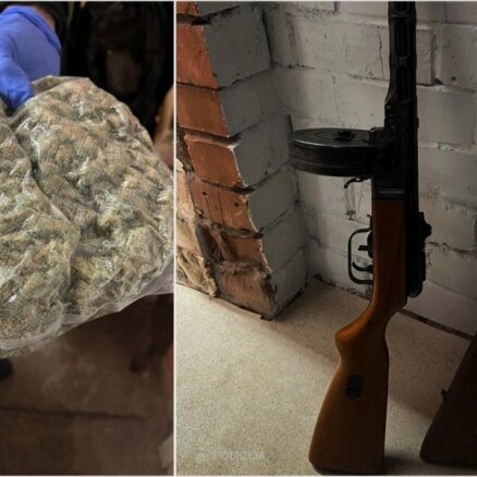 Foto: Policija Rīgā notver organizētu grupējumu – izņem ieročus un narkotikas