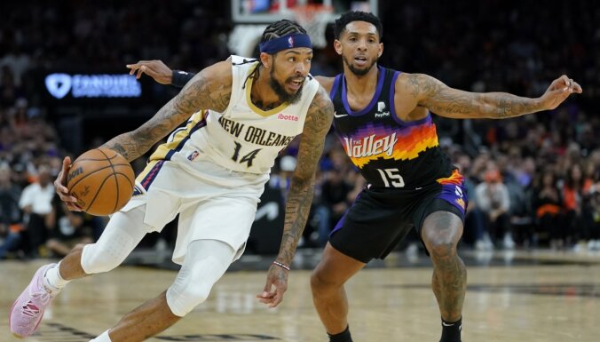 'Pelicans' negaidīti panāk 1-1 sērijā pret regulārās sezonas čempioni 'Suns'