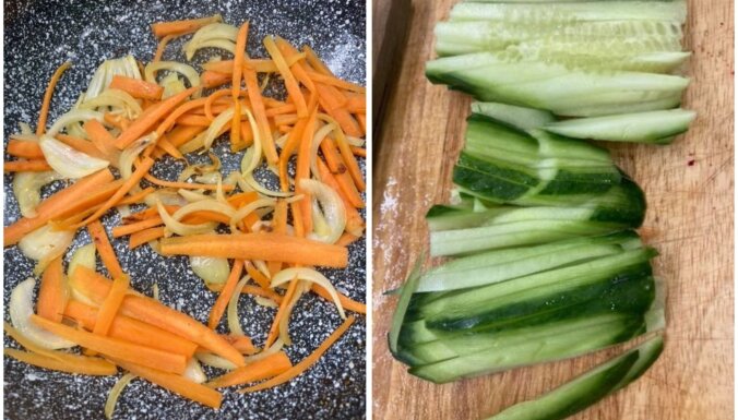 Foto recepte: Krāsainie dārzeņu rullīši ar tunci