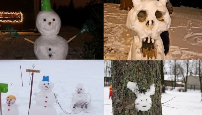 Zaķi, Olafi un brašas ģimenes – 'Delfi' lasītāji uzveļ amizantus sniegavīrus