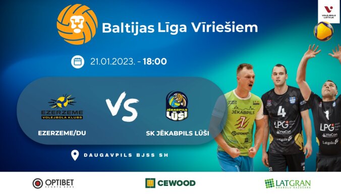 Baltijas volejbola līga vīriešiem: 'Ezerzeme/DU' – 'Jēkabpils Lūši'. Video tiešraide noslēgusies.
