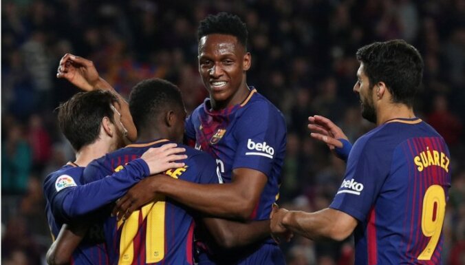 'Barcelona' nonāk divu maču attālumā no sezonas bez zaudējumiem