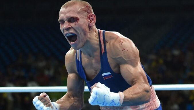 Blood covered russian boxer Vladimir Nikitin