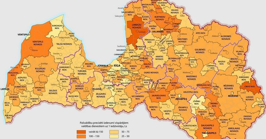 Карта латвии по регионам