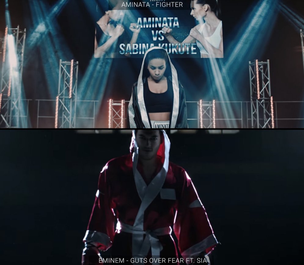 Aminatas video 'Fighter' ļoti atgādina Eminema un Kristīnas Agileras klipus